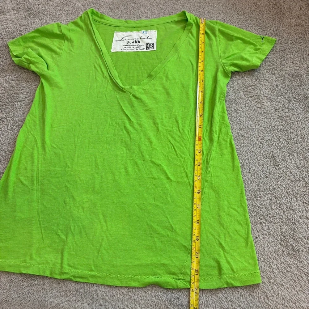Loomstate Blank Womens XS Lime Green Organic Cotton V-Neck Short Sleeve T-Shirt‎